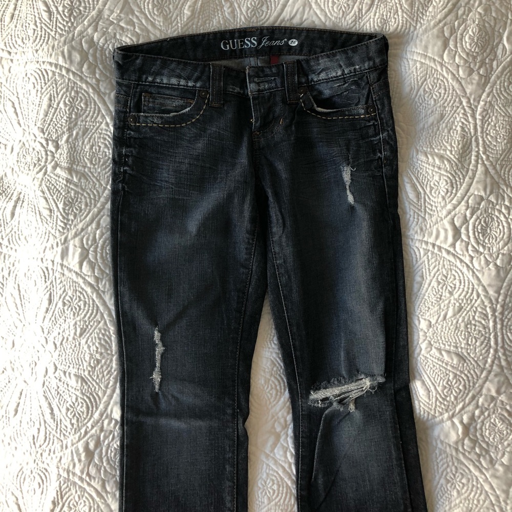 Guess Dark Wash Distressed Jeans - Picture 6 of 8
